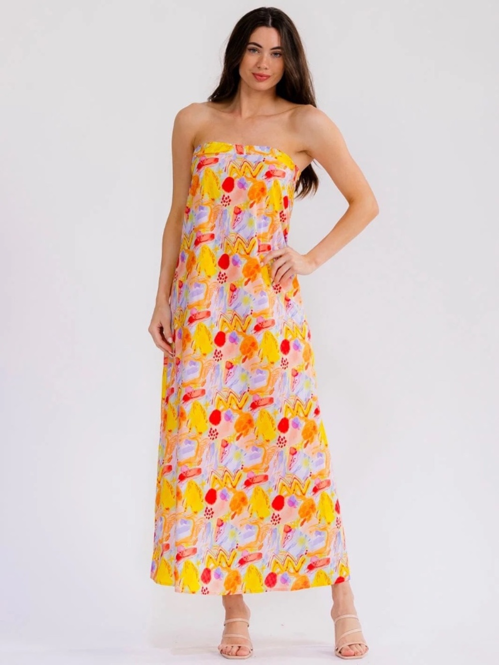 "Lovelo" Women's Sleeveless Back Cut Out Tube Floral Maxi Dress